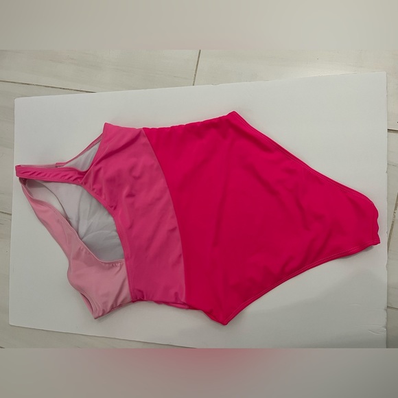 Barbie Colors Pink One Piece Swimsuit One Shoulder Cut Out Back Size XL. - Picture 3 of 6